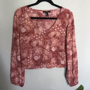 Bohemian floral print long sleeve button down